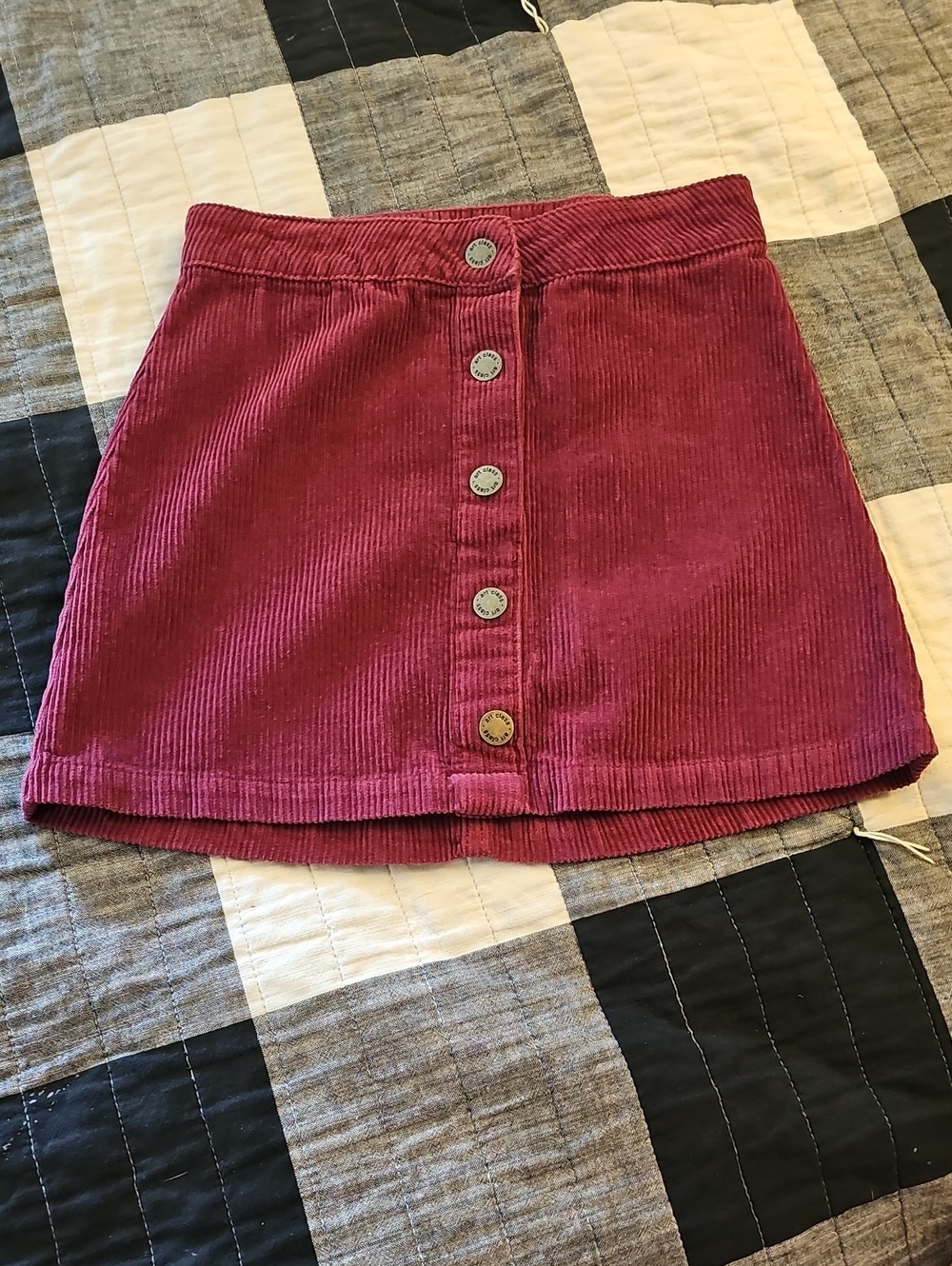 art class Berry Corduroy Button-Front Mini Skirt